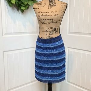 WHBM multi blue tiered skirt side zipper size 10